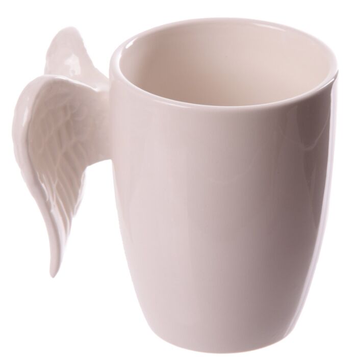 Puckator White Angel Wings Ceramic Shaped Handle Mug