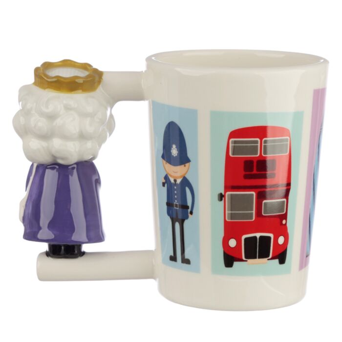 Puckator London Souvenir Queen Ceramic Shaped Handle Mug