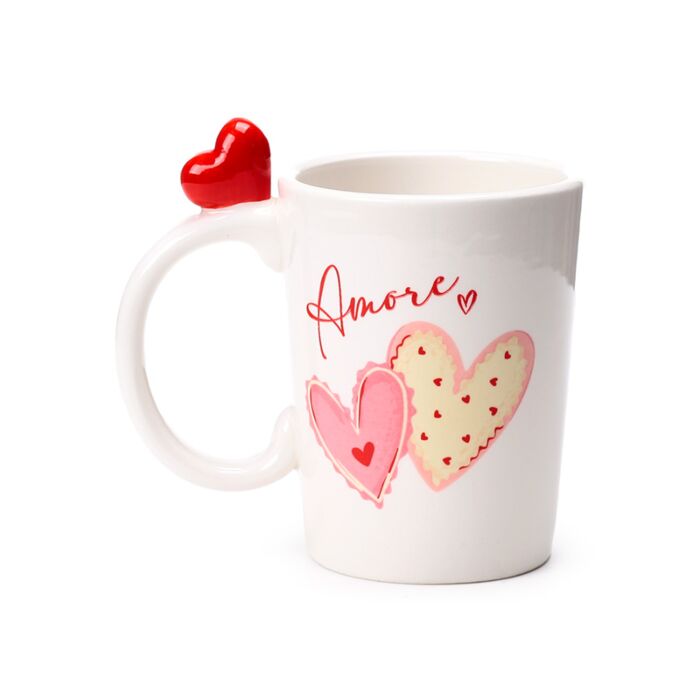 Puckator Amore Hearts Ceramic Shaped Handle Mug