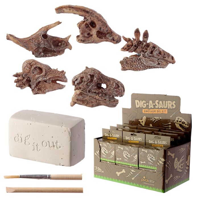 Puckator Rawr Dinosaur Skull Fossil Dig-A-Saurs Dig it Out Kit