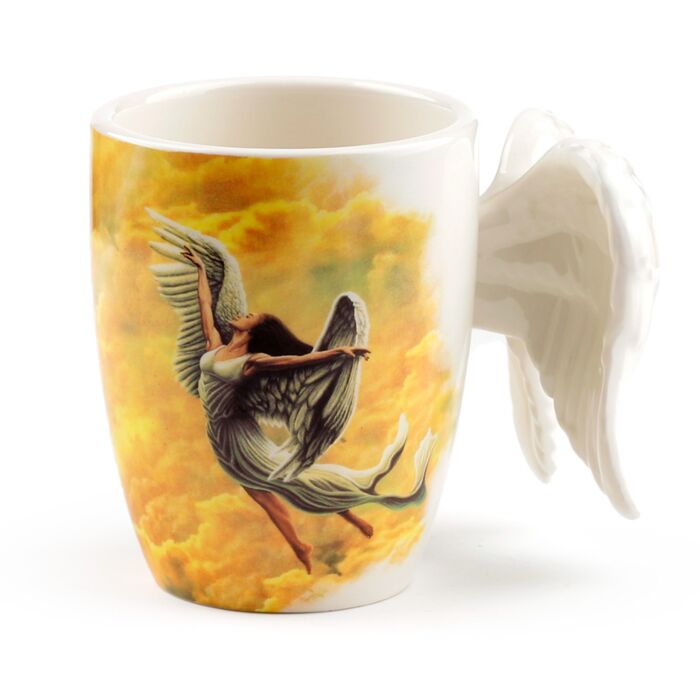 Puckator Angel Wings Ceramic Shaped Handle Mug with Decal