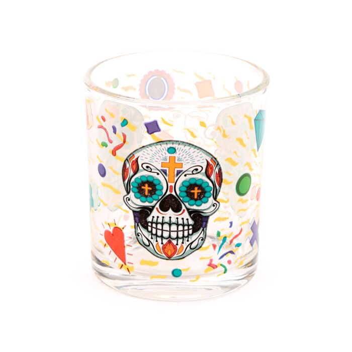 Puckator Day of the Dead Set of 2 Glass Tumblers 250ml
