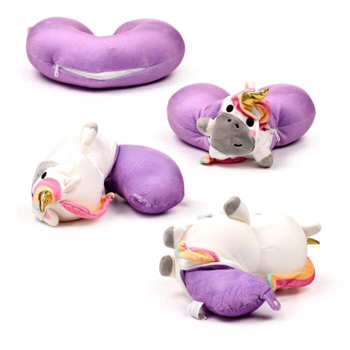 Puckator Swapseazzz Adoracorns Unicorn 2-in-1 Plush Travel Pillow & Toy