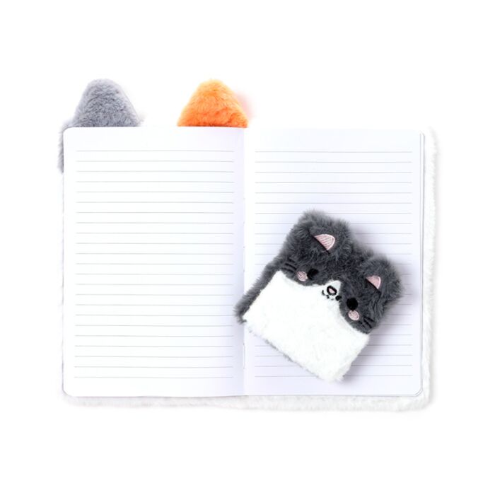 Puckator Adoramals Lola the Cat Plush Notebook with Pouch & Mini Notebook