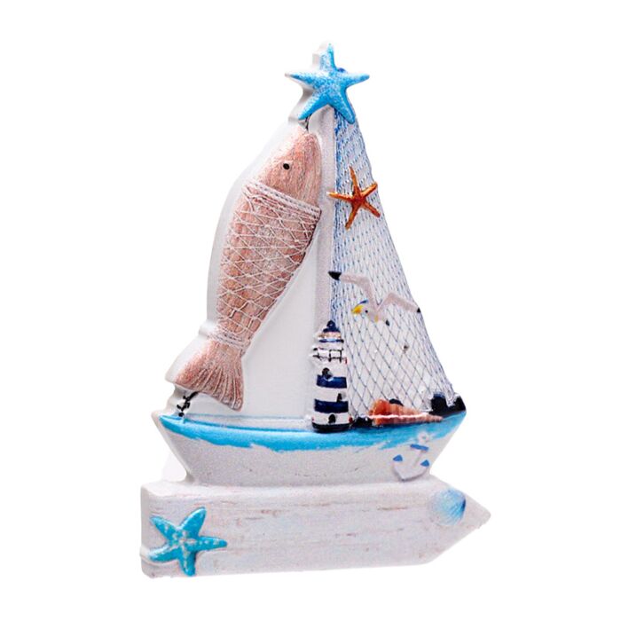 Puckator 3D Printed Souvenir Seaside Magnet Sailing Boat Sign & Fish