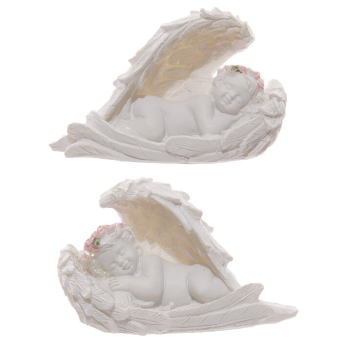 Puckator Cherubs Sleeping in Wings with Pink Roses