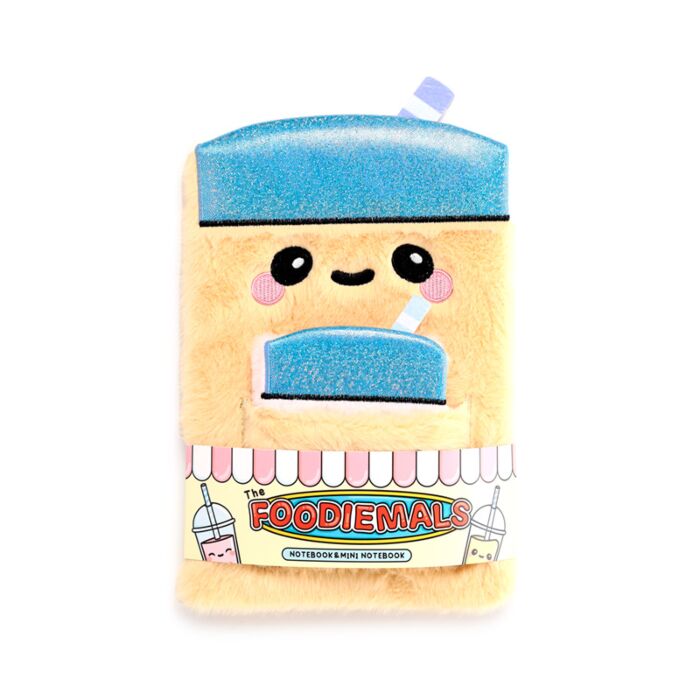 Puckator Foodiemals Bubble Tea Plush Notebook with Pouch & Mini Notebook