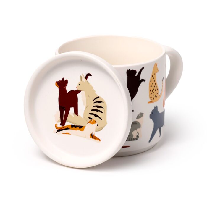 Puckator Feline Fine Cats Porcelain Mug & Coaster Lid Set