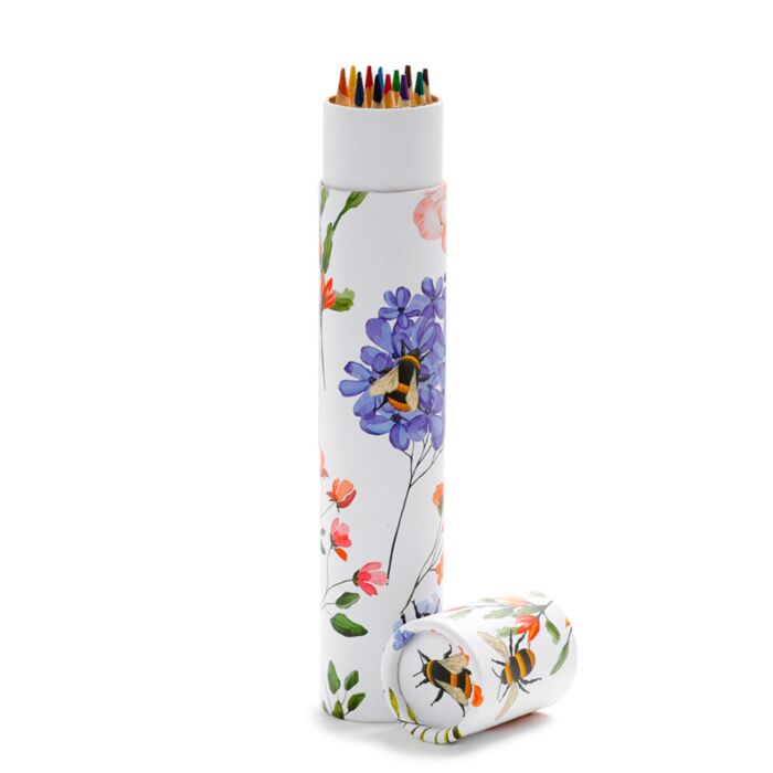 Puckator Nectar Meadows Large Pencil Pot with 12 Colouring Pencils