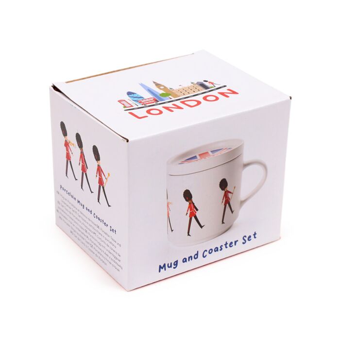 Puckator London Souvenir London Guardsman Porcelain Mug & Coaster Lid Set