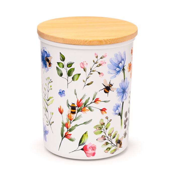 Puckator Nectar Meadows Set of 2 RPET & Bamboo Storage Jars S/M