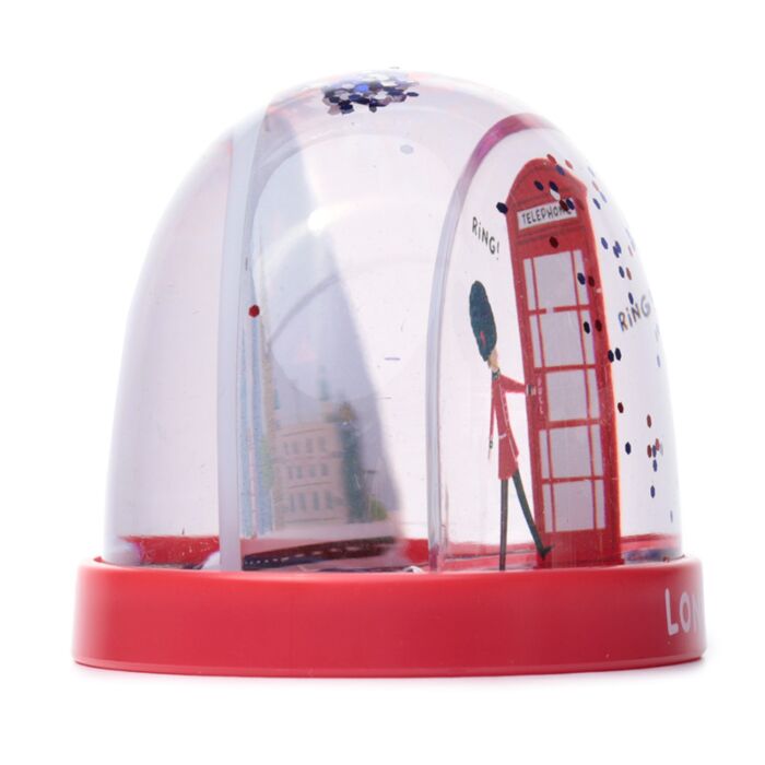 Puckator London Souvenir Red Telephone Box & Guardsman Medium Glitter Snow Storm