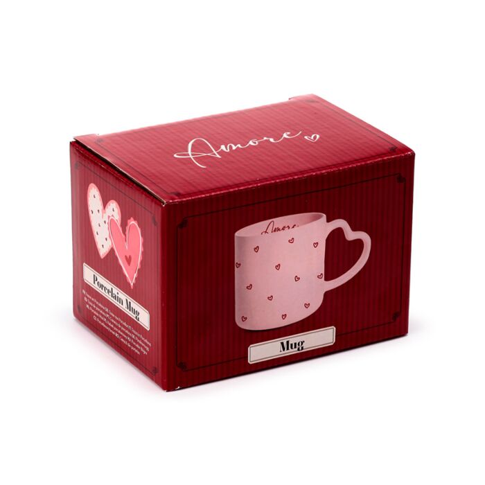 Puckator Amore Heart Porcelain Shaped Handle Mug