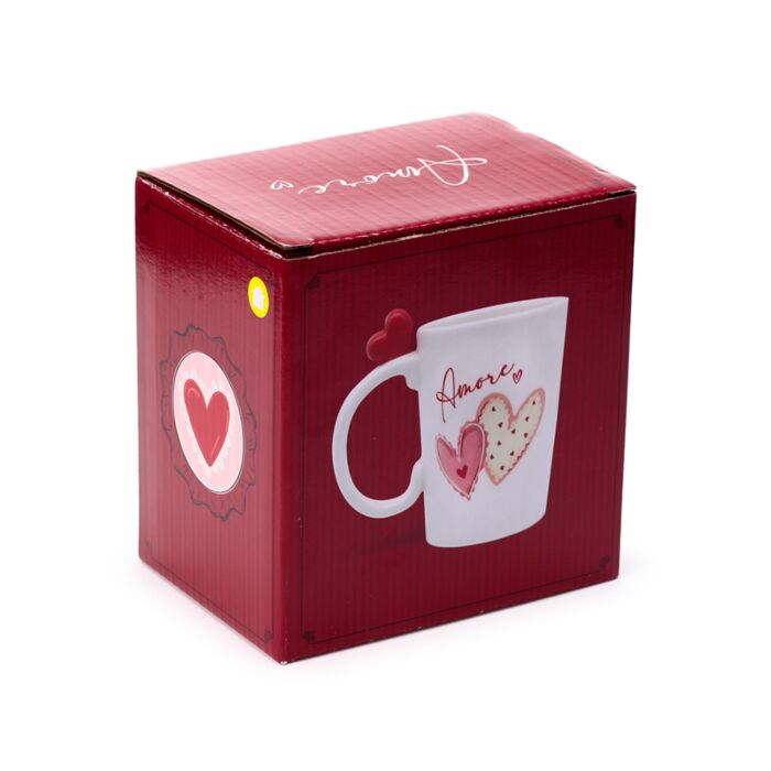 Puckator Amore Hearts Ceramic Shaped Handle Mug