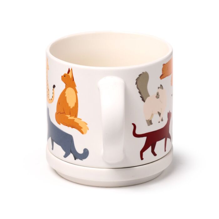 Puckator Feline Fine Cats Porcelain Mug & Coaster Lid Set