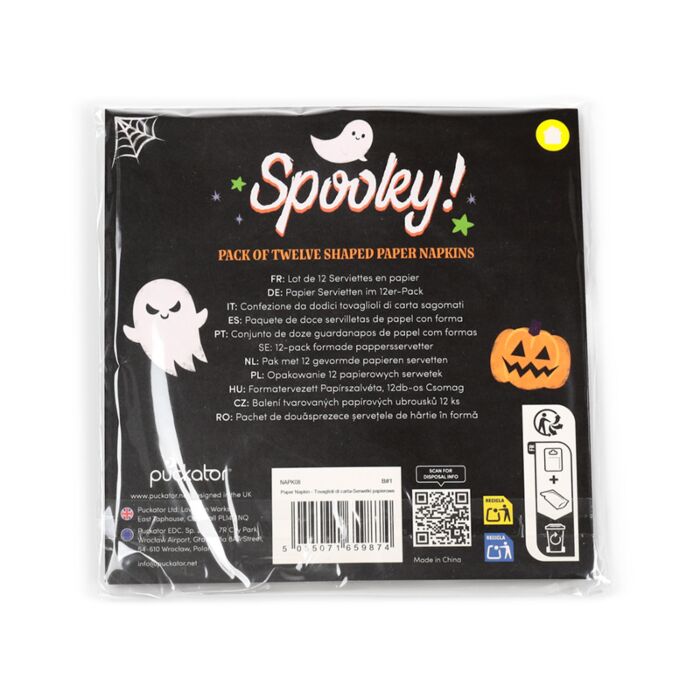 Puckator Halloween Ghost Pack of 12 3ply Paper Party Napkins