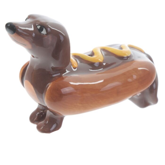 Puckator Sausage Dog in a Bun & Mustard Fast Food Ceramic Salt & Pepper Set