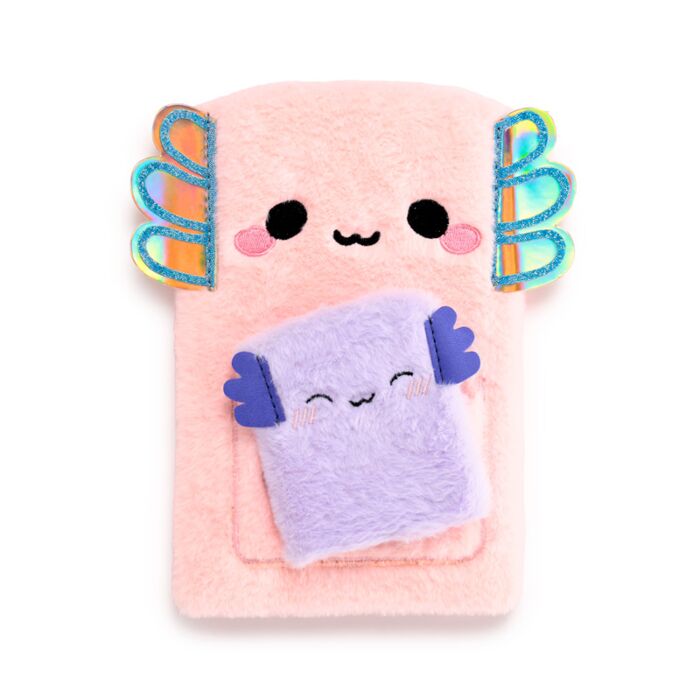 Puckator Adoramals Maddie the Axolotl Plush Notebook with Pouch & Mini Notebook