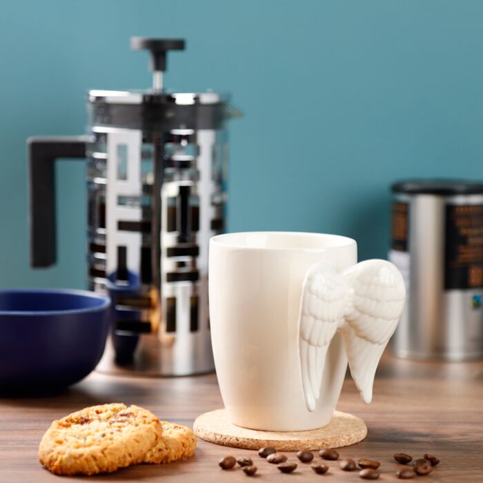 Puckator White Angel Wings Ceramic Shaped Handle Mug