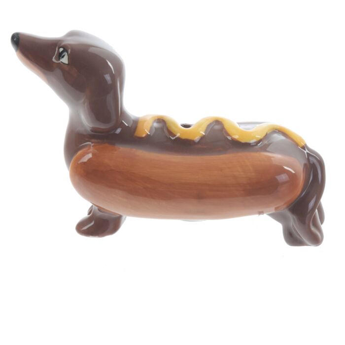Puckator Sausage Dog in a Bun & Mustard Fast Food Ceramic Salt & Pepper Set