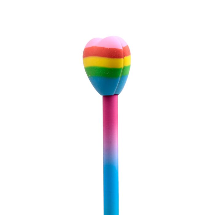 Puckator Rainbow Heart Pencil & Eraser Topper