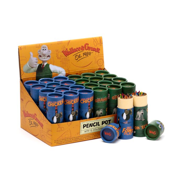 Puckator Wallace & Gromit Pencil Pot with 12 Colouring Pencils
