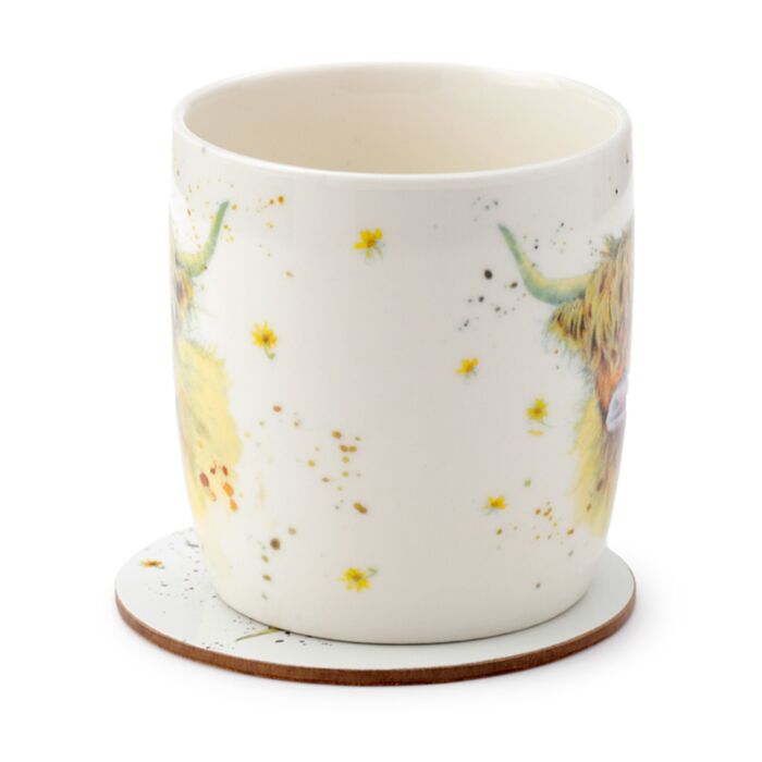 Puckator Jan Pashley Highland Coo Cow Porcelain Mug & Coaster Set