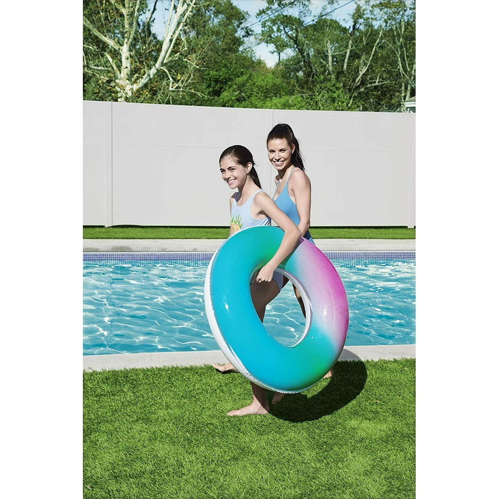 Bestway Inflatable Rainbow Swim Ring Summer Kids Beach Pool Fun Water Float 36" - BW36126