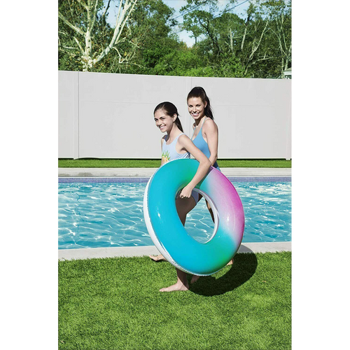 Bestway Inflatable Rainbow Swim Ring Summer Kids Beach Pool Fun Water Float 36" - BW36126