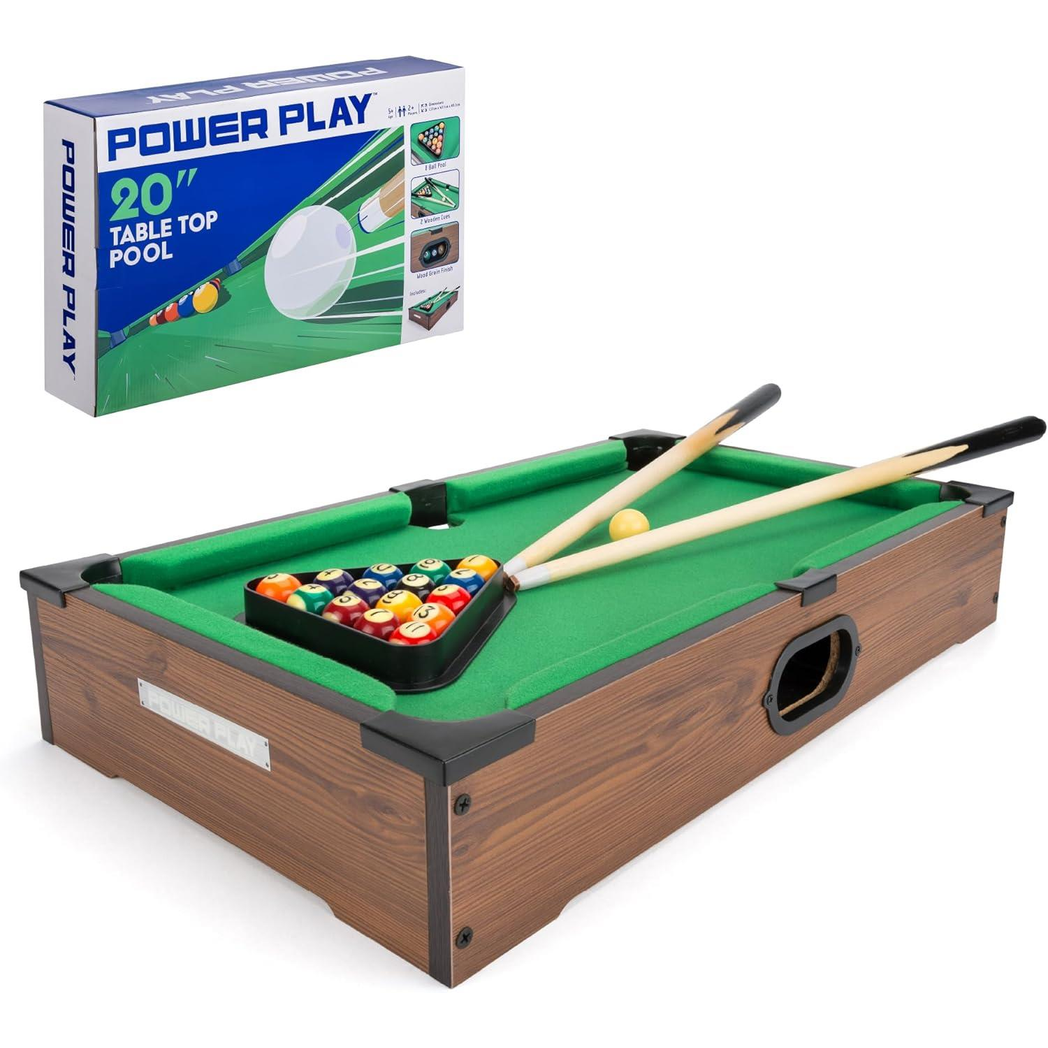 Power Play Kids Pool Billiard Snooker Indoor Table Top Game - 20"