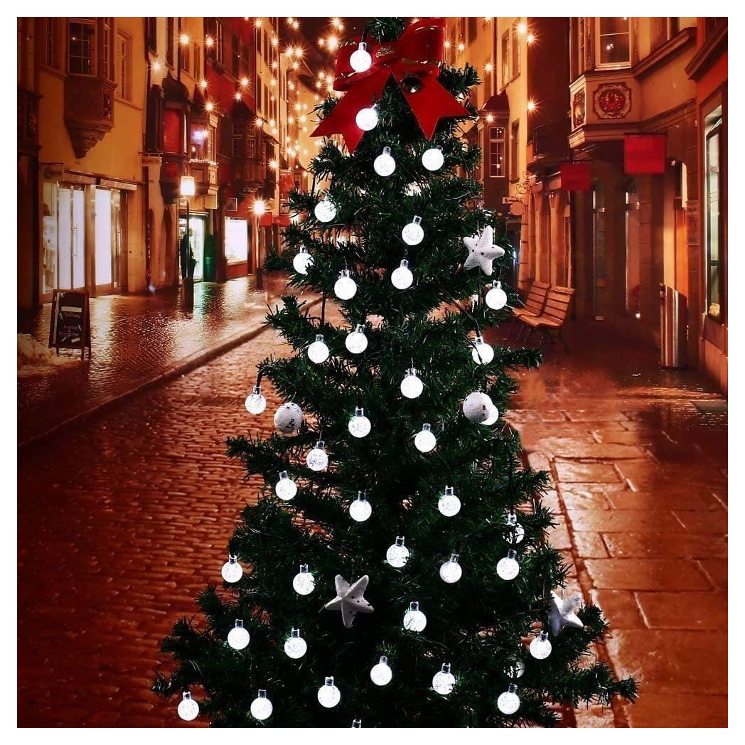 Planet Solar 30 White Crystal Ball Solar Powered String Lights 6m