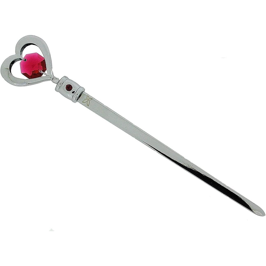 Crystocraft Chrome Plated Heart Letter Opener Made with Swarovski Crystals